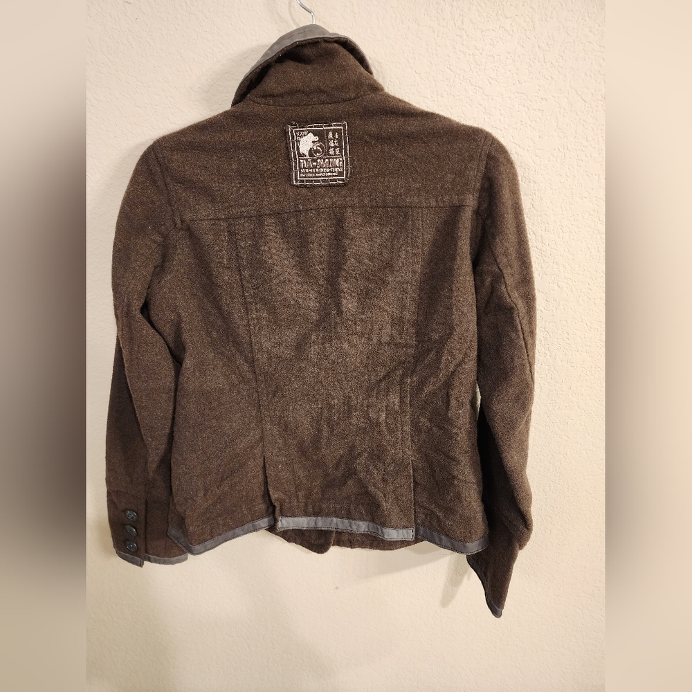 NWT Da-Nang Choc Brn Surplus Vntg Lthr Trim Blazer -SZ XS - Picture 4 of 7
